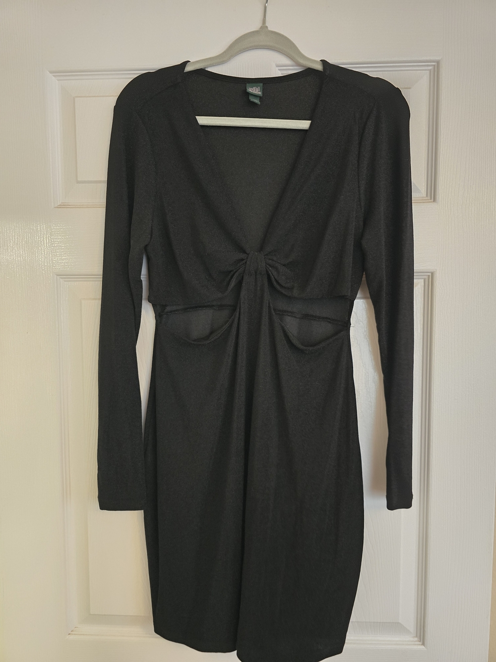 Long Sleeve Black Knot Front Women's Dress